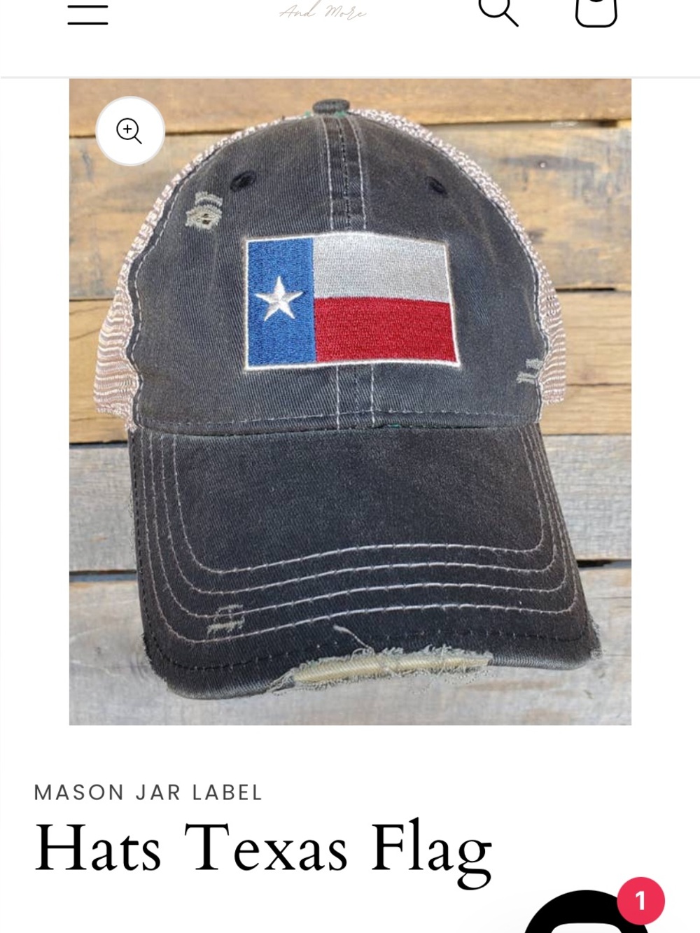 Mason Jar Distressed Texas State Hat Adjustable
